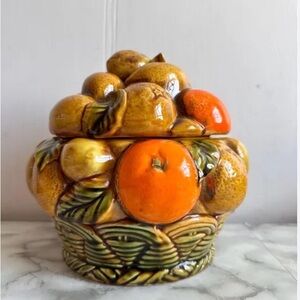 vintage Inarco Japan Fruit Basket canister or lidded bowl